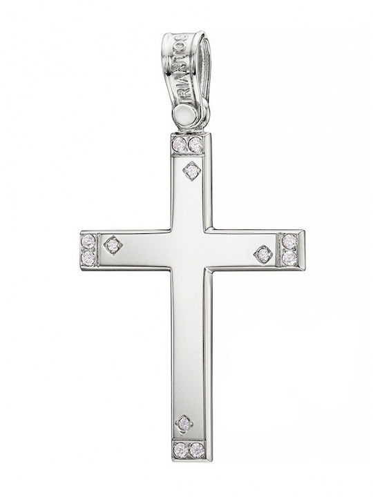 Triantos Crucifix din Aur Alb 14K fără lanț
