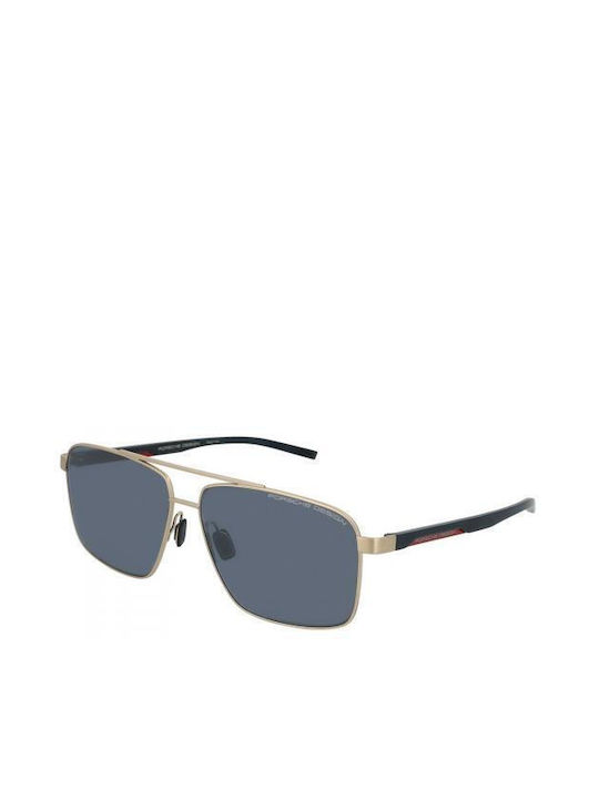 Porsche Design Men's Sunglasses with Gold Metal Frame and Blue Polarized Lenses P8944 B