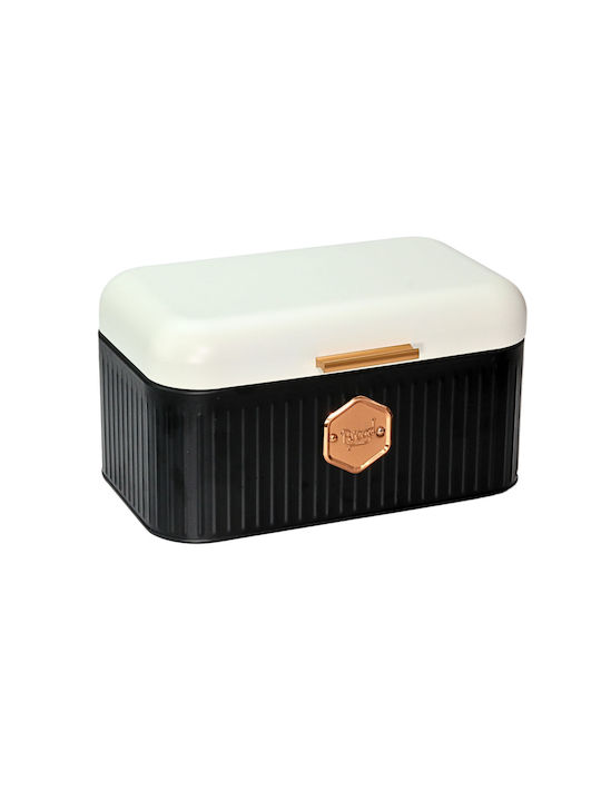 Viosarp Metallic Bread Box with Lid Black 30x18.5x16.5cm