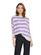 Only Women's Long Sleeve Pullover Striped Purple Rose