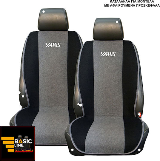 Car Seat Back Set 2pcs Towel Gray / Black