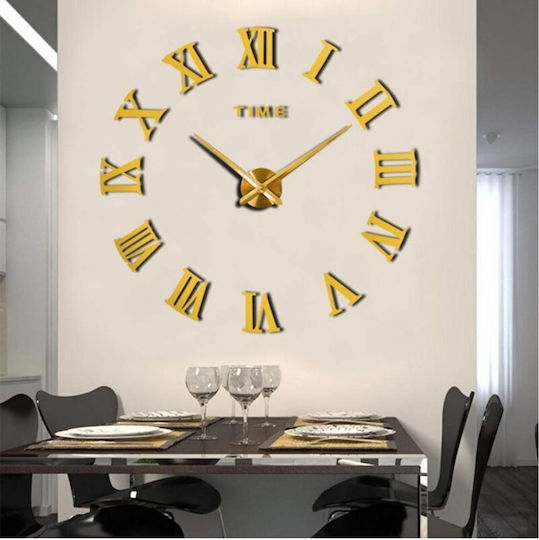 Factory 3D Wanduhr Aufkleber Metallisch Gold 26x10.5cm
