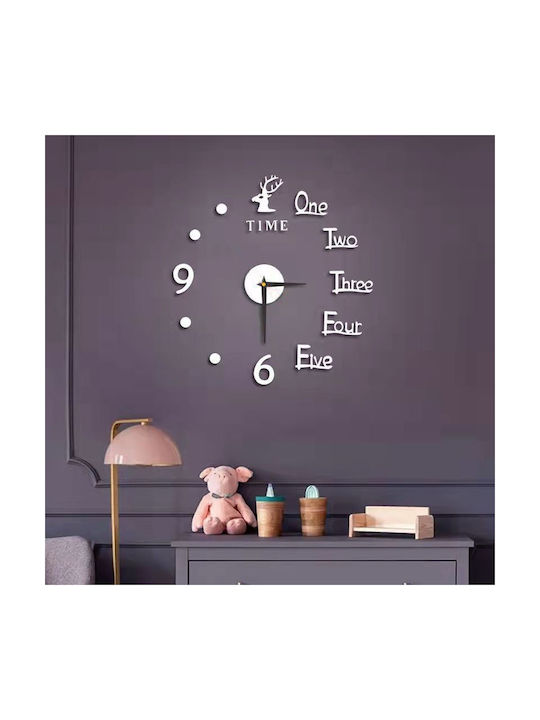 Factory 3D Wall Clock Sticker Metallic Silver Ø120cm