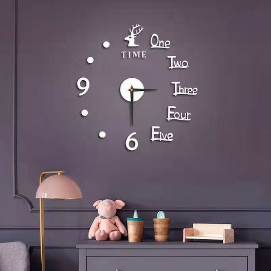 Factory 3D Wall Clock Sticker Metallic Silver Ø120cm
