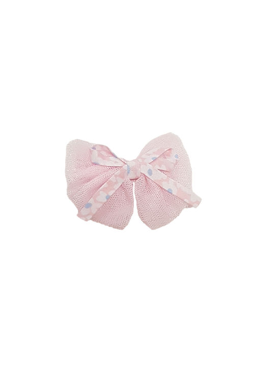 Παιδικό Clip -Κοκαλάκι μαλλιών Bow ribbon με προστασία Pink