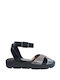 Anatomic Leather Women's Sandals with Ankle Strap Black