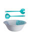 Marine Business Salatschüssel mit Salatbesteck Melamin Blau 27.5x27.5cm 1Stück