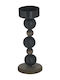 Inart Set of Candle Holders Wooden in Black Color 5x5x13cm 6pcs