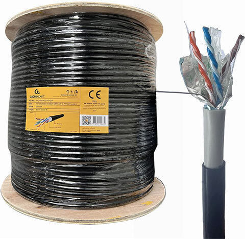 Cablexpert U/UTP Cat.6 (Gigabit) Καλώδιο Δικτύου Ethernet εξωτερικού χώρου χωρίς ακροδέκτες 305m Μαύρο