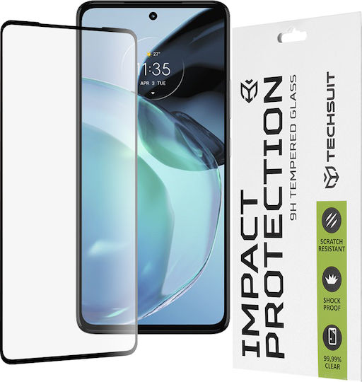 Techsuit 111D Vollkleber Vollflächig gehärtetes Glas Schwarz (Moto G72)