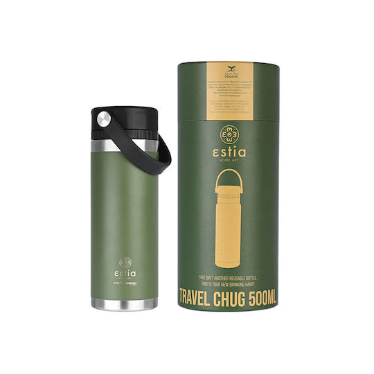 Estia Travel Chug Save The Aegean Recyclable Thermos Bottle Stainless Steel BPA Free 500ml Forest Spirit