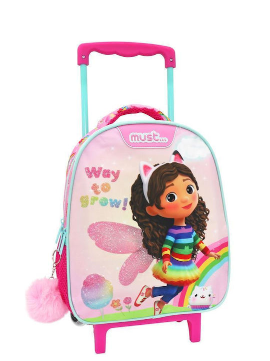 Must Gabby's Dollhouse Way to Grow School Bag Trolley Kindergarten in Pink color 8lt