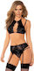 Queen Lingerie Sexy Σετ Εσωρούχων με Δαντέλα & Ζαρτιέρες Μαύρο