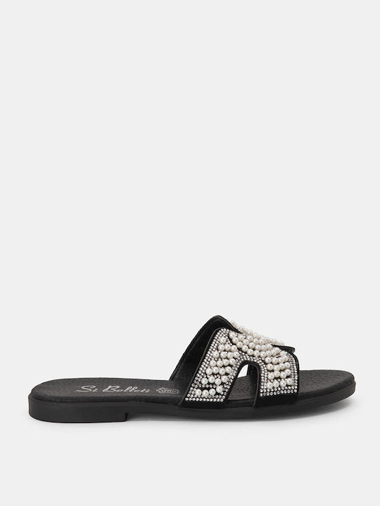 Bozikis Synthetic Leather Women's Sandals with Strass Black