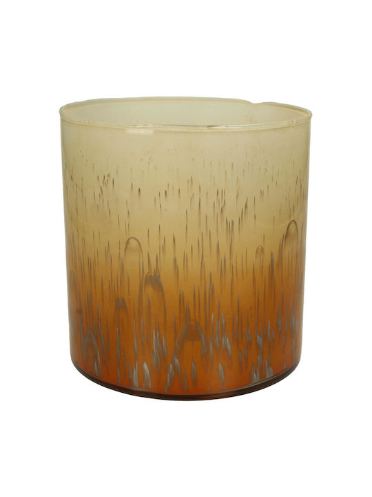 ArteLibre Candle Holder Glass Melange Orange 15x15x16cm 1pcs