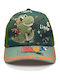 Kinder Stoff Jockey Hut prasino-khaki mit Dinosaurier 52-54cm (4-11 Jahre alt) (tatu moyo)