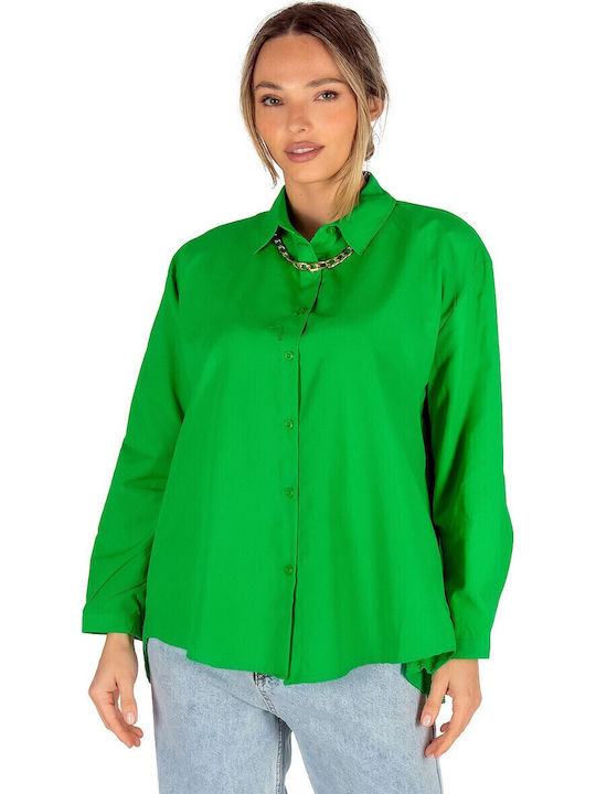 Women's Monochrome Long Sleeve Shirt Green