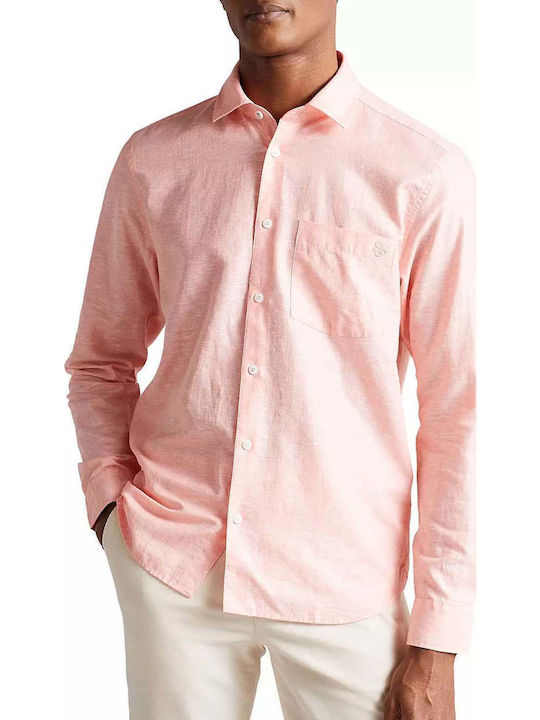 Ted Baker Remark Λινό Πουκάμισο Coral