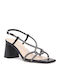 635-09X Leather Sandals with Strass Black