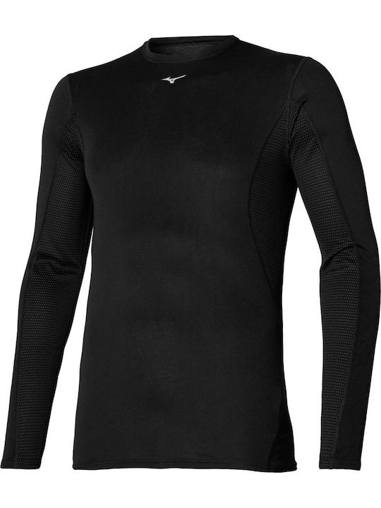 Mizuno Crew Herren Thermo Langarmshirt Schwarz
