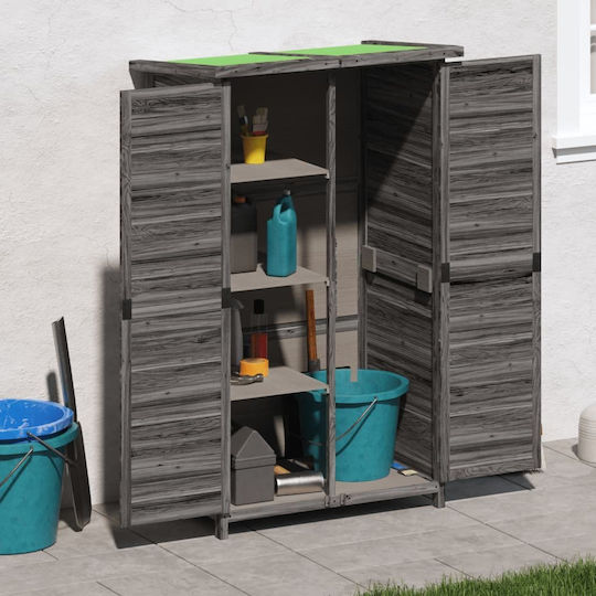 Wooden Garden Warehouse with Double-Leaf Door Gray L0.83xW0.57xH1.4cm