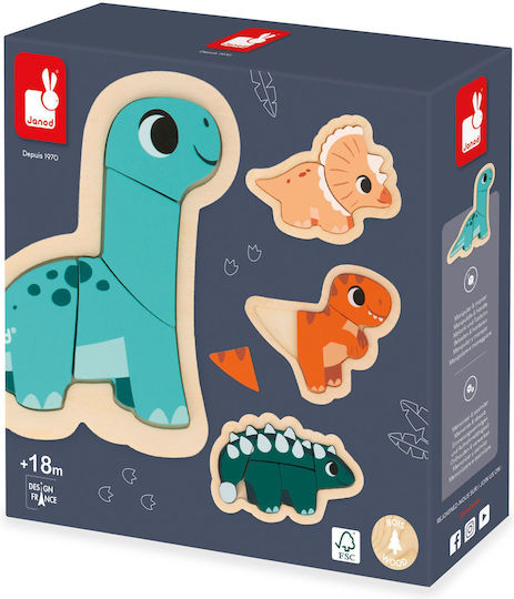 Wooden Kids Puzzle for 1.5+ Years 4pcs Janod