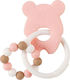 Nattou Mouse Teething Rattle made of Silicone for 0 m+ White-Pink 1pcs