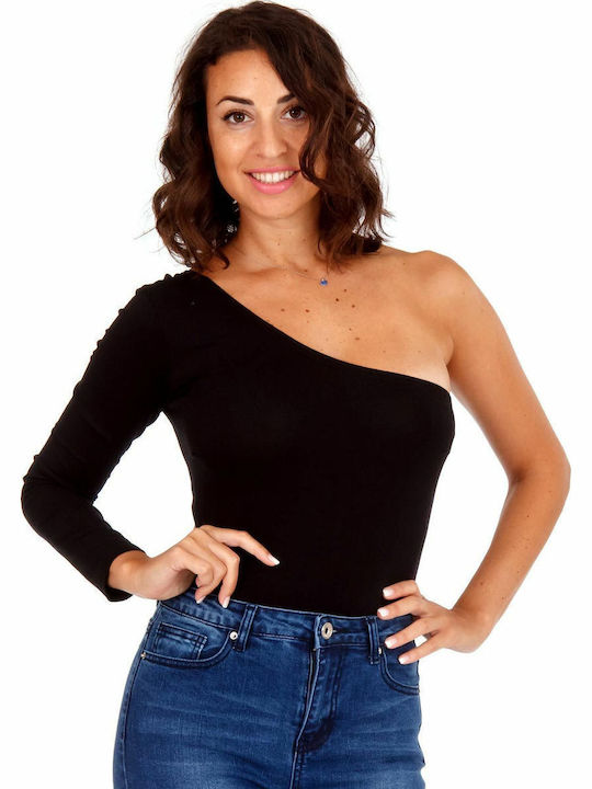 One Shoulder Bodysuit Black