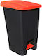 UP202 Plastic Wheeled Waste Bin 70lt 44x52x73cm with Pedal Red