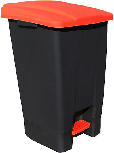 UP202 Plastic Wheeled Waste Bin 70lt 44x52x73cm with Pedal Red