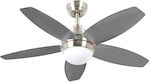 Telco S44-D327 180054 Deckenventilator 110cm mit Licht und Fernbedienung Silber