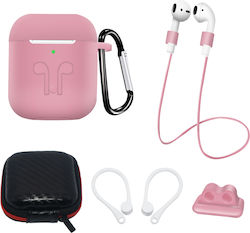 Hurtel Silicone Case Set Държач с кука в Розов цвят за Apple AirPods 1 / AirPods 2