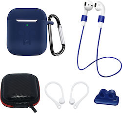 Hurtel Silicone Case Set Halterung mit Haken in Blau Farbe für Apple AirPods 1 / AirPods 2