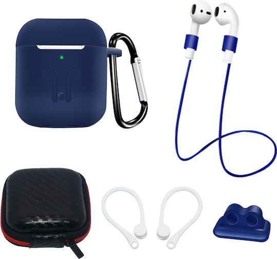 Hurtel Silicone Case Set Holder με Γάντζο σε Μπλε χρώμα για Apple AirPods