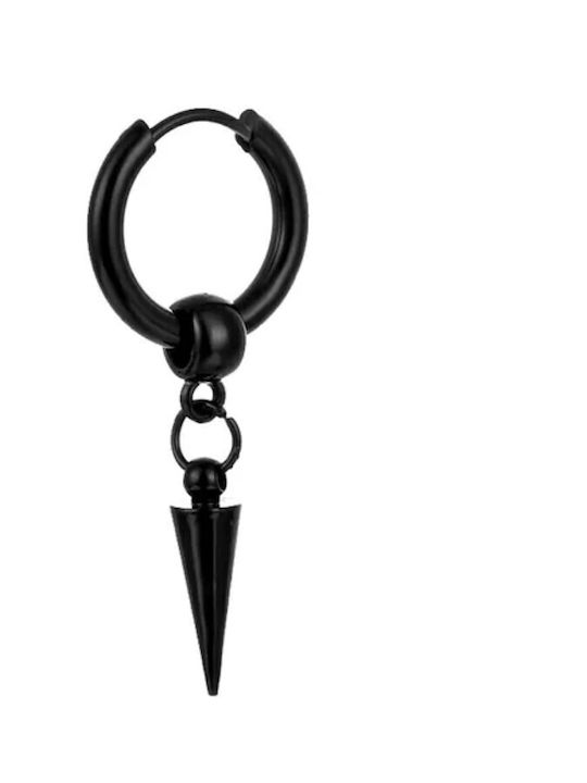 Black surgical steel pendant hoop earring under allergic