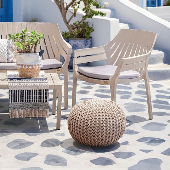 Stool For Living Room Dori Beige 45x45x35cm Stool For Living Room Dori Beige 45x45x35cm