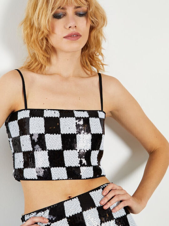 Γυναικείο Crop Top με Τιράντες Καλοκαιρινό Μαύρο