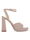 Famous Shoes Synthetic Leather Women's Sandals Beige