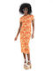Glamorous Καλοκαιρινό Midi Φόρεμα Πορτοκαλί