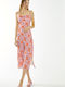 Glamorous Summer Midi Dress Draped Orange