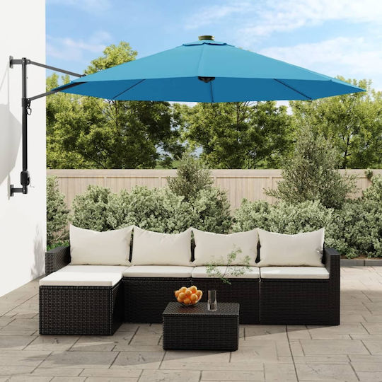 Wall Mounted Circular Aluminum Parasol Light Blue Φ2.9xY1.14m