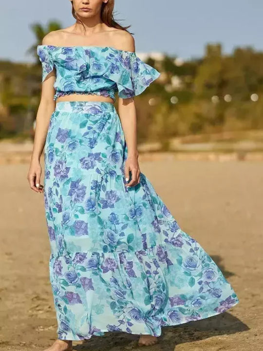 Desiree Σετ με Ψηλόμεση Maxi Φούστα Floral σε χρώμα