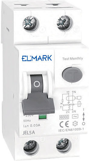 Elmark Ρελέ Ράγας Διαρροής 10A Διπολικό με Τάση 240V