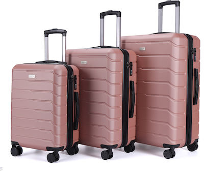 Lavor 1-601 Travel Suitcases Hard Pink with 4 Wheels Set 3pcs