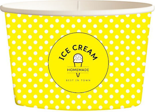 Set Of 50 Yellow Paper Ice Cream Cups With 237ml Capacity