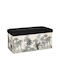 Bench Stool With Storage Space Upholstered With Fabric A-S Benicio Black And White 76x38x38cm
