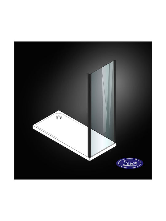Devon Flow Side Panel Σταθερό Πλαϊνό Ντουζιέρας 79-82x195cm Clean Glass Black Matt