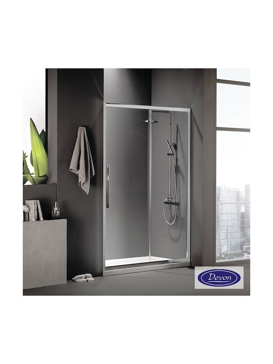 Devon Flow Slider Shower Screen for Shower with Sliding Door 114-117x195cm Clean Glass Chrome