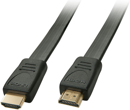 Lindy HDMI 2.0 Flat Cable HDMI male - HDMI male 1m Black