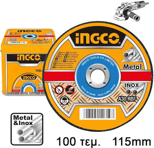 Ingco Δίσκος Κοπής Μετάλλου 115mm 100τμχ